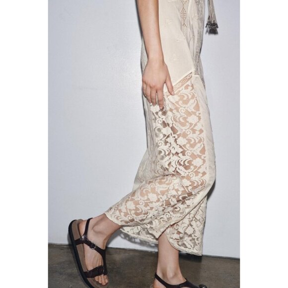 NWT ZARA LIMITED EDITION SEQUIN EMBROIDERED DRESS Size M (Cream) - Picture 9 of 14